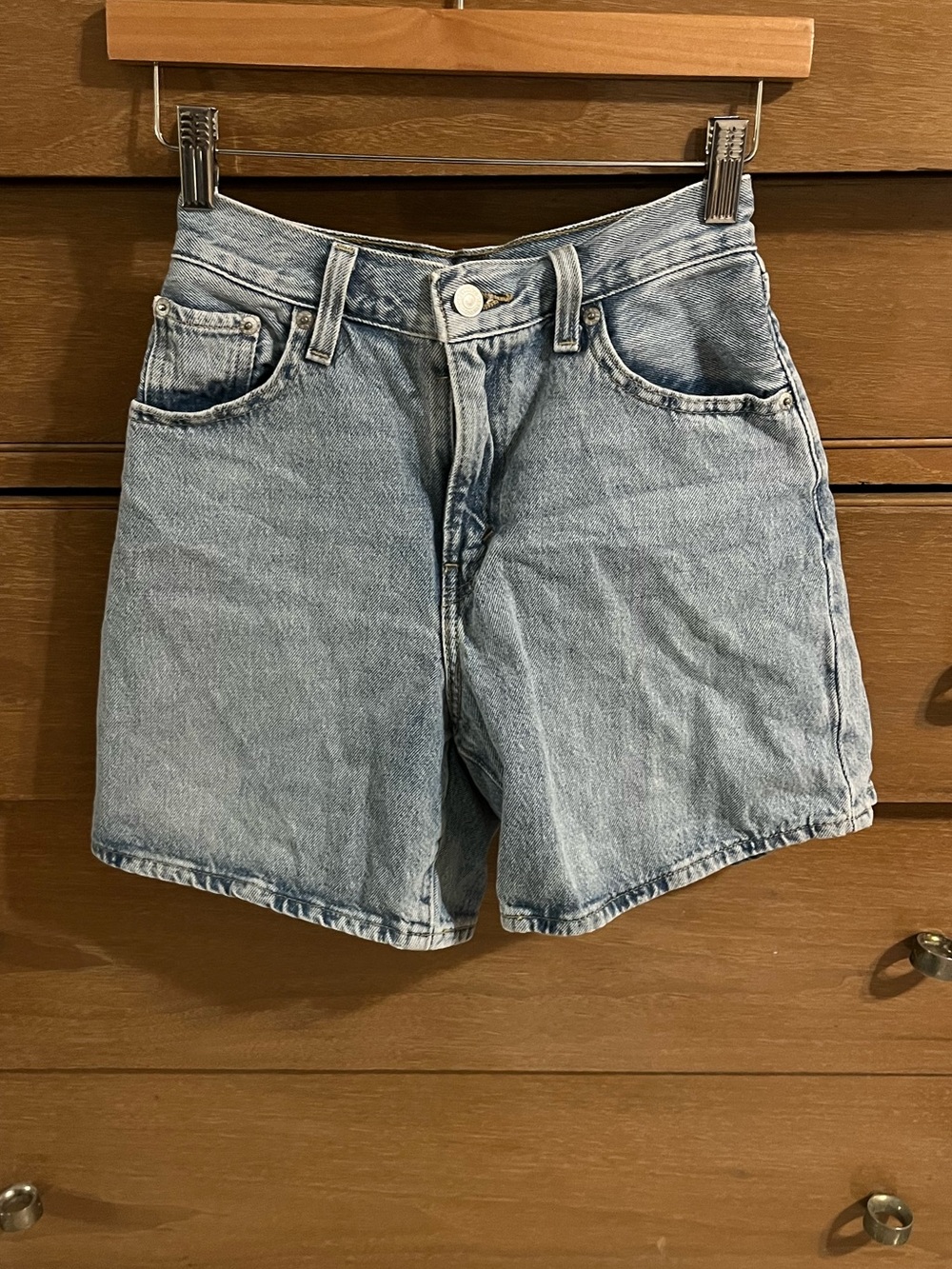 Levi’s light wash denim shorts